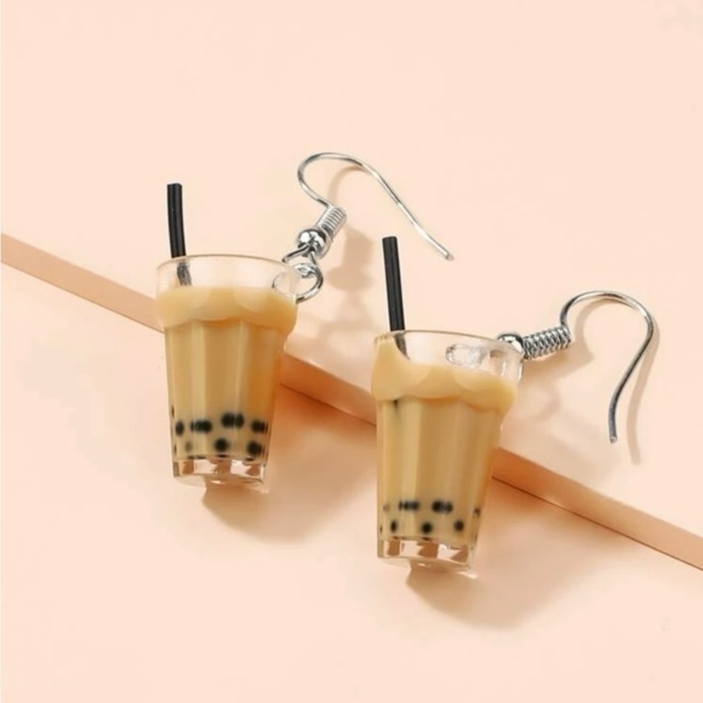 Tan Boba Milk Tea Earrings | NWT ✨🤎